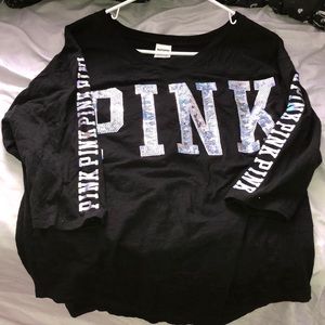 Pink black with bling tee